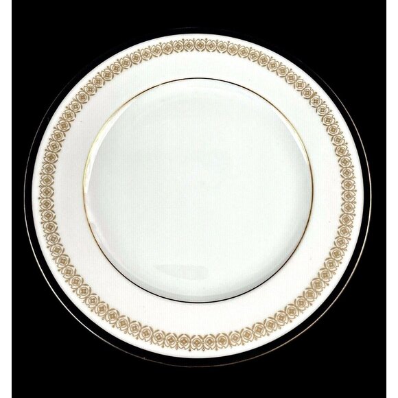 Vintage Sone China 5 Salad Plates #2456 Black Band Gold Trim 7.75" Circa 1968 - Picture 1 of 9